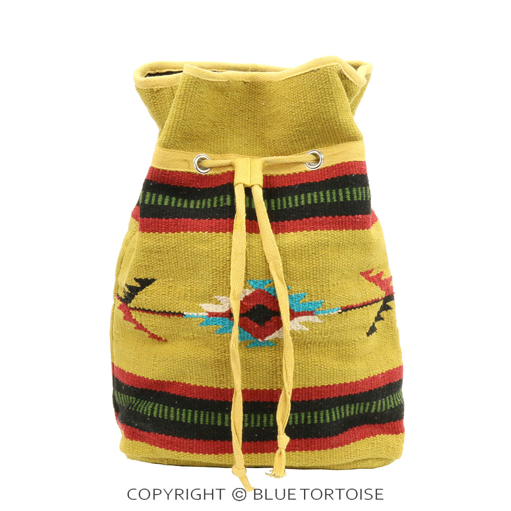 Handmade Aztec Pattern Cotton Handloom Drawstring Backpack