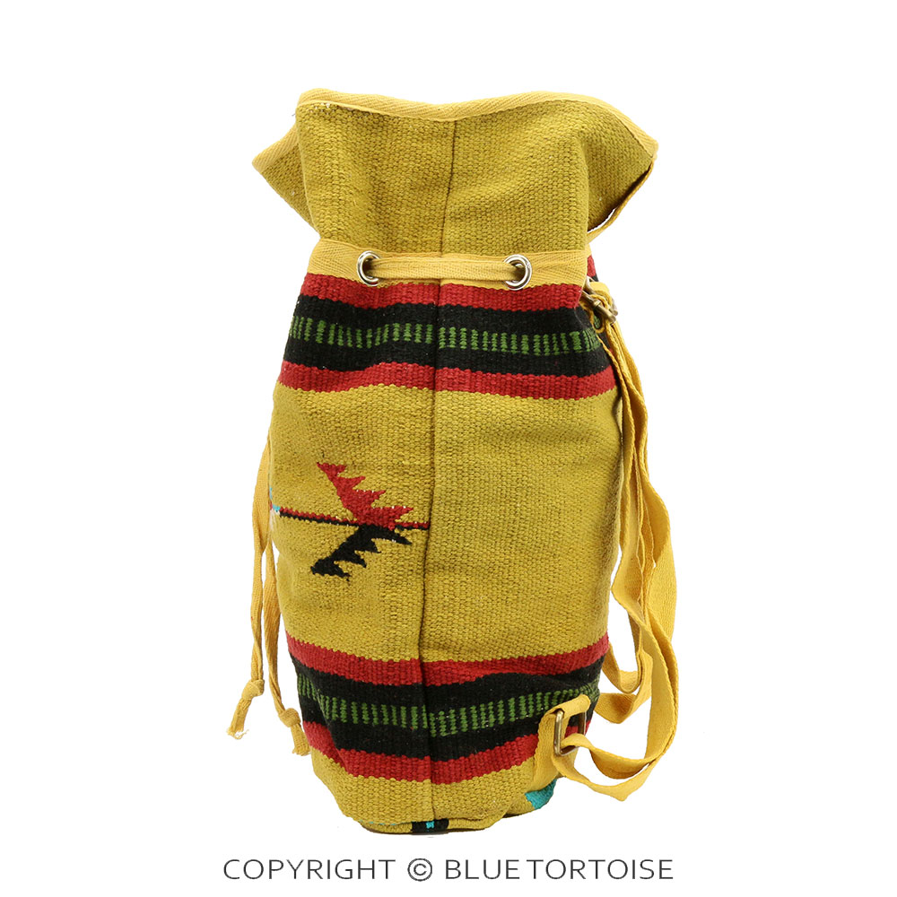 Handmade Aztec Pattern Cotton Handloom Drawstring Backpack - Image 3
