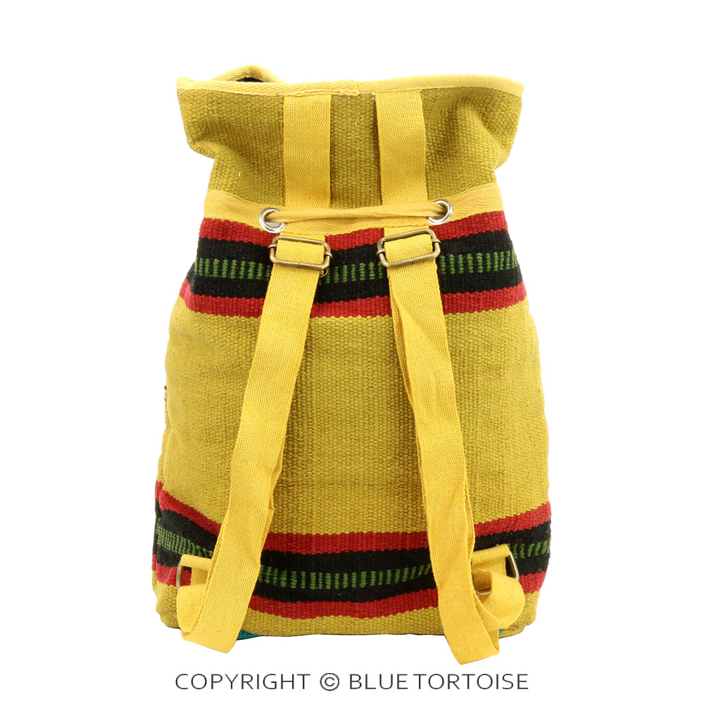 Handmade Aztec Pattern Cotton Handloom Drawstring Backpack - Image 2