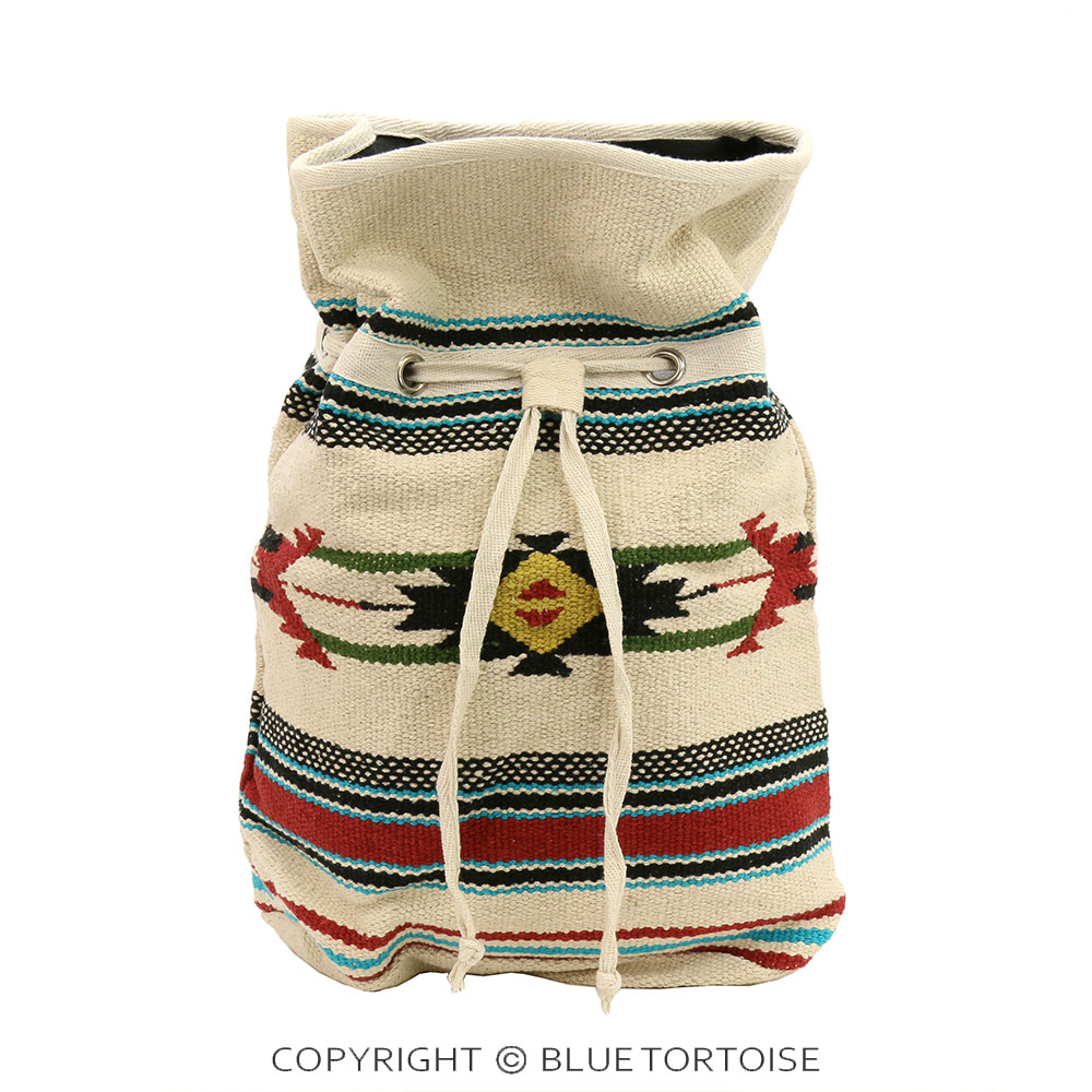 Handmade Aztec Pattern Cotton Handloom Drawstring Backpack