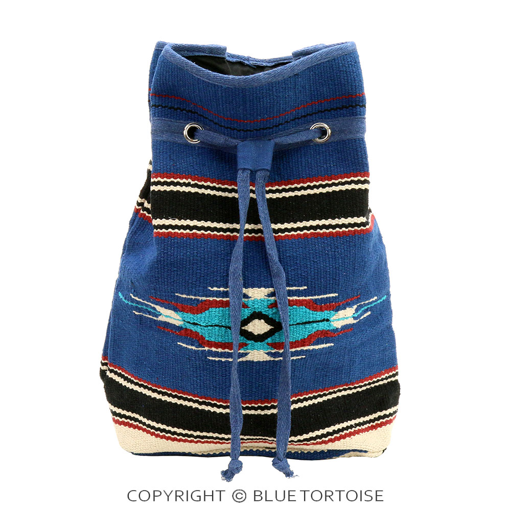 Handmade Aztec Pattern Cotton Handloom Drawstring Backpack