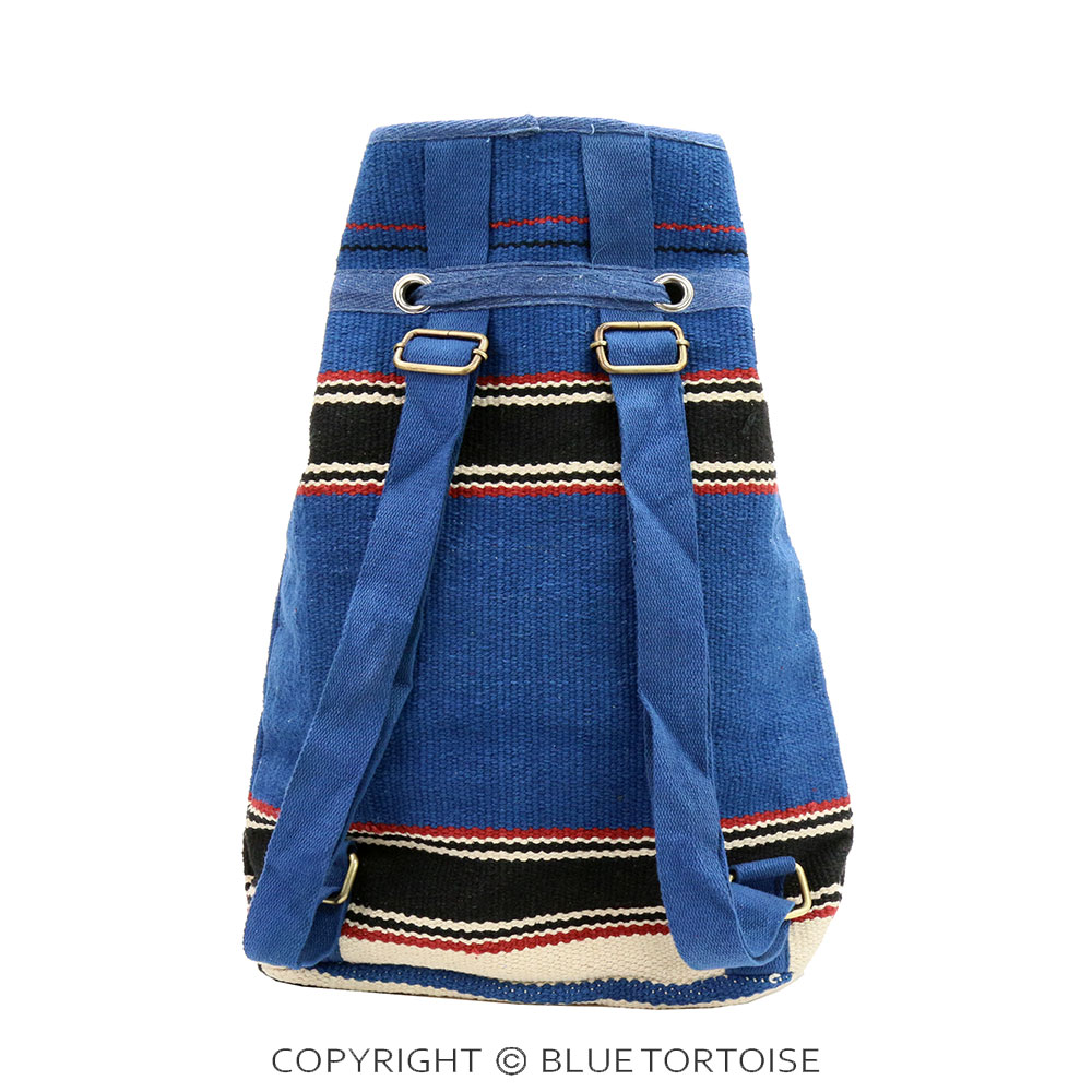 Handmade Aztec Pattern Cotton Handloom Drawstring Backpack - Image 2