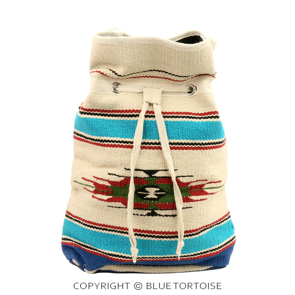 Handmade Aztec Pattern Cotton Handloom Drawstring Backpack
