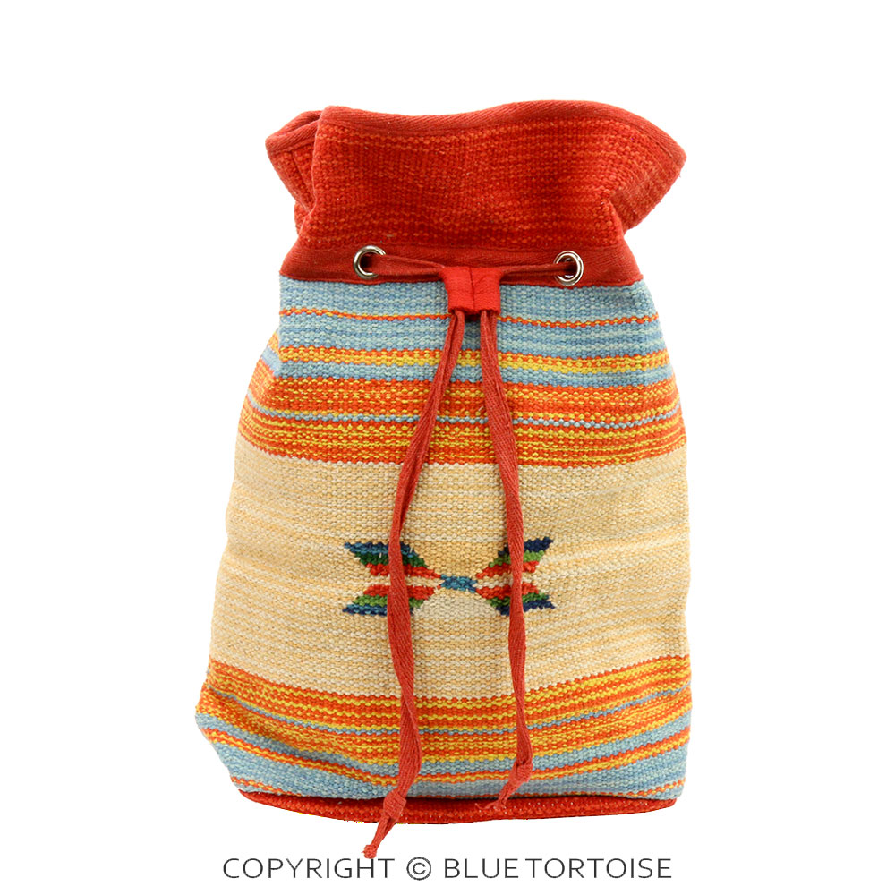 Handmade Aztec Pattern Cotton Handloom Drawstring Backpack