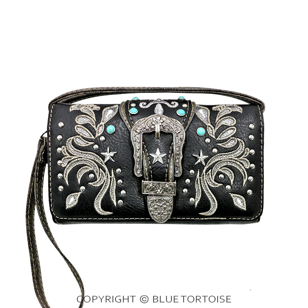 Western Buckle Faux Leather Wallet