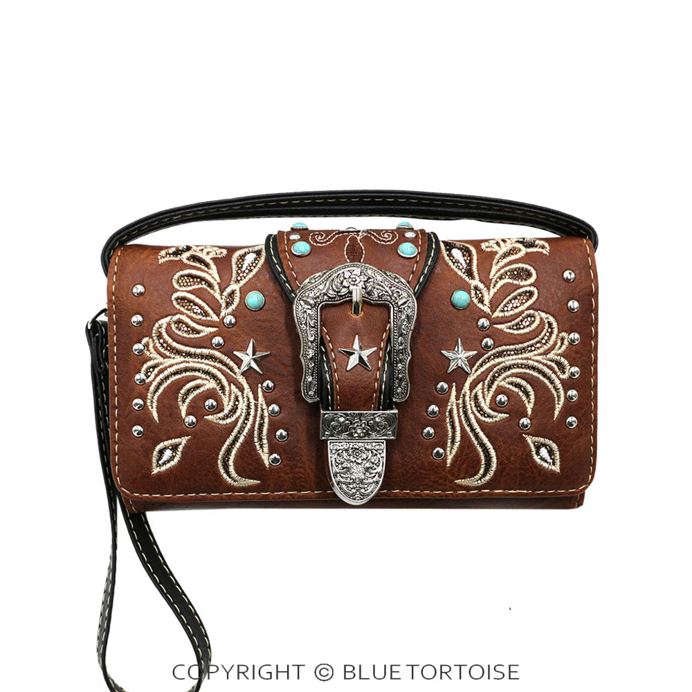 Western Buckle Faux Leather Wallet