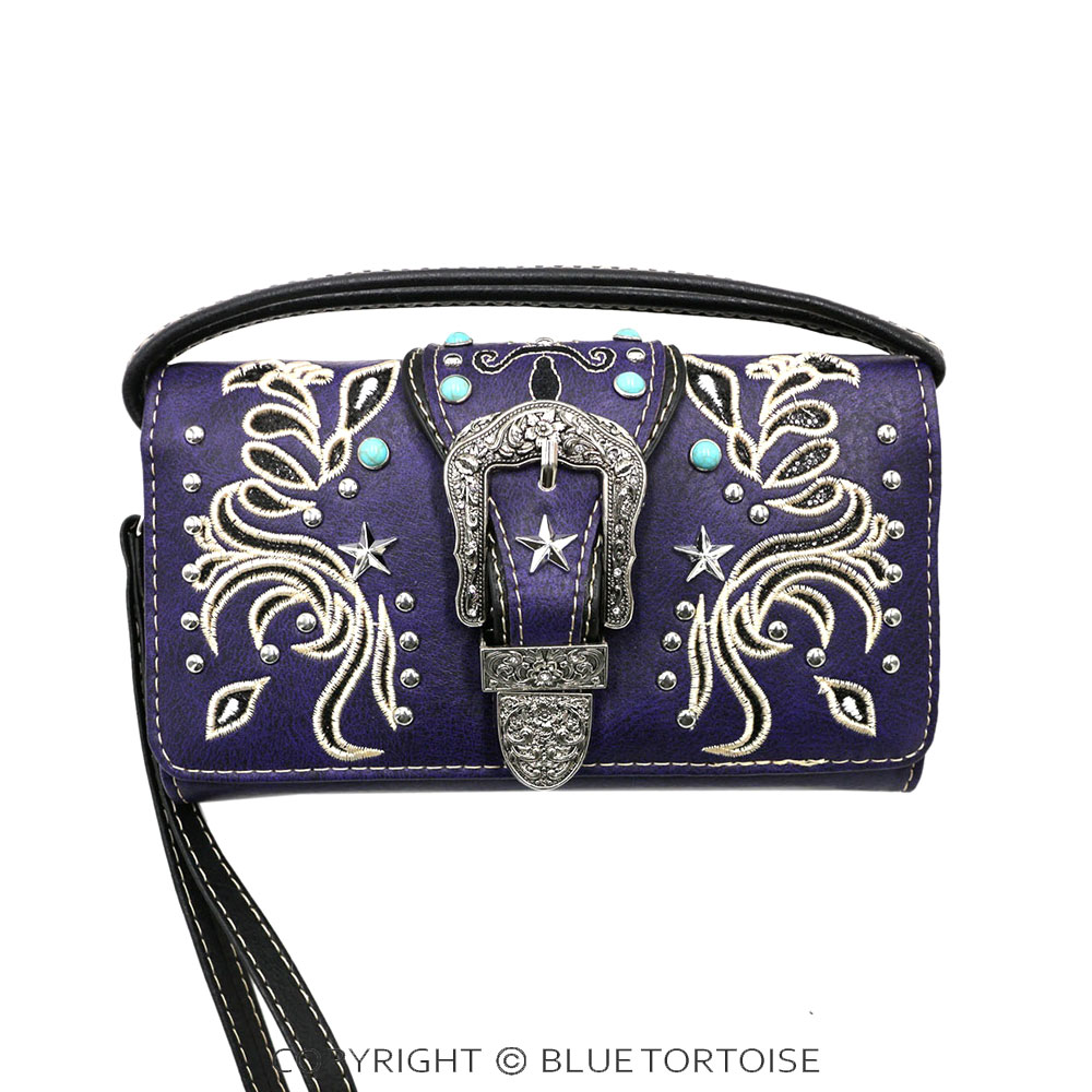 Western Buckle Faux Leather Wallet