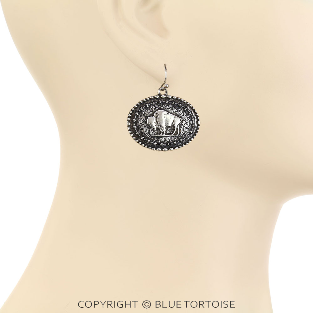 Western Buffalo Dangle Earrings - Image 2