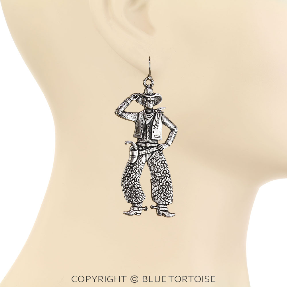 Western Dancing Cowboy Dangle Earrings - Image 2