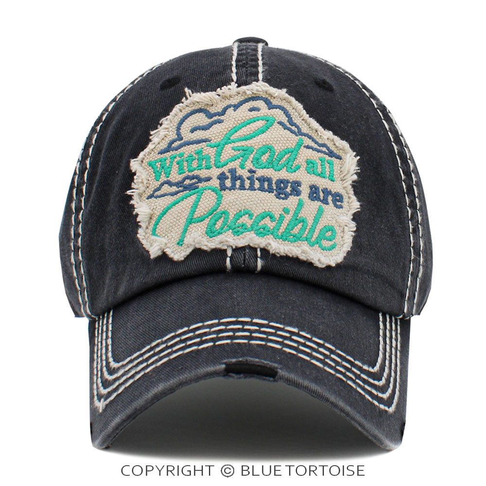 "With God, All Things Are Possible" Washed Vintage Ballcap