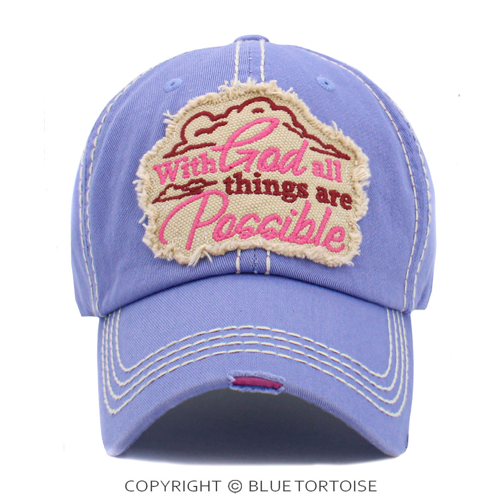 "With God, All Things Are Possible" Washed Vintage Ballcap