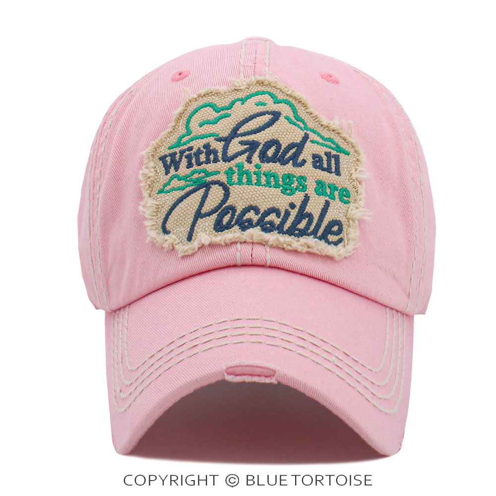 "With God, All Things Are Possible" Washed Vintage Ballcap