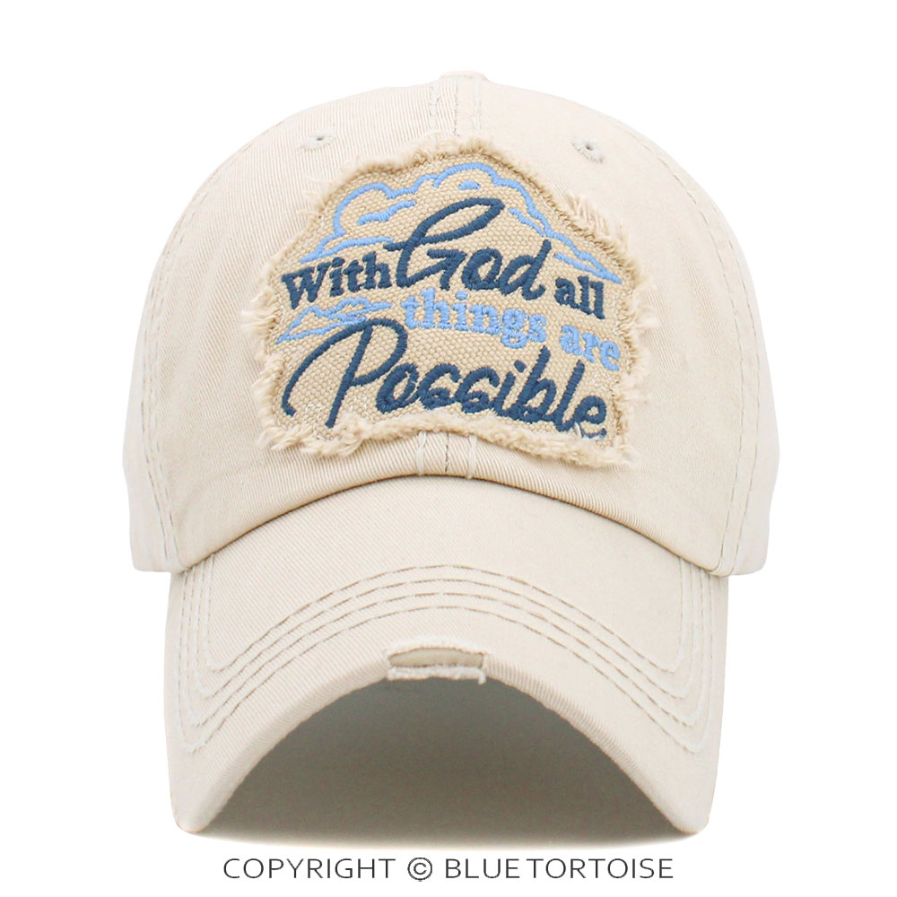 "With God, All Things Are Possible" Washed Vintage Ballcap