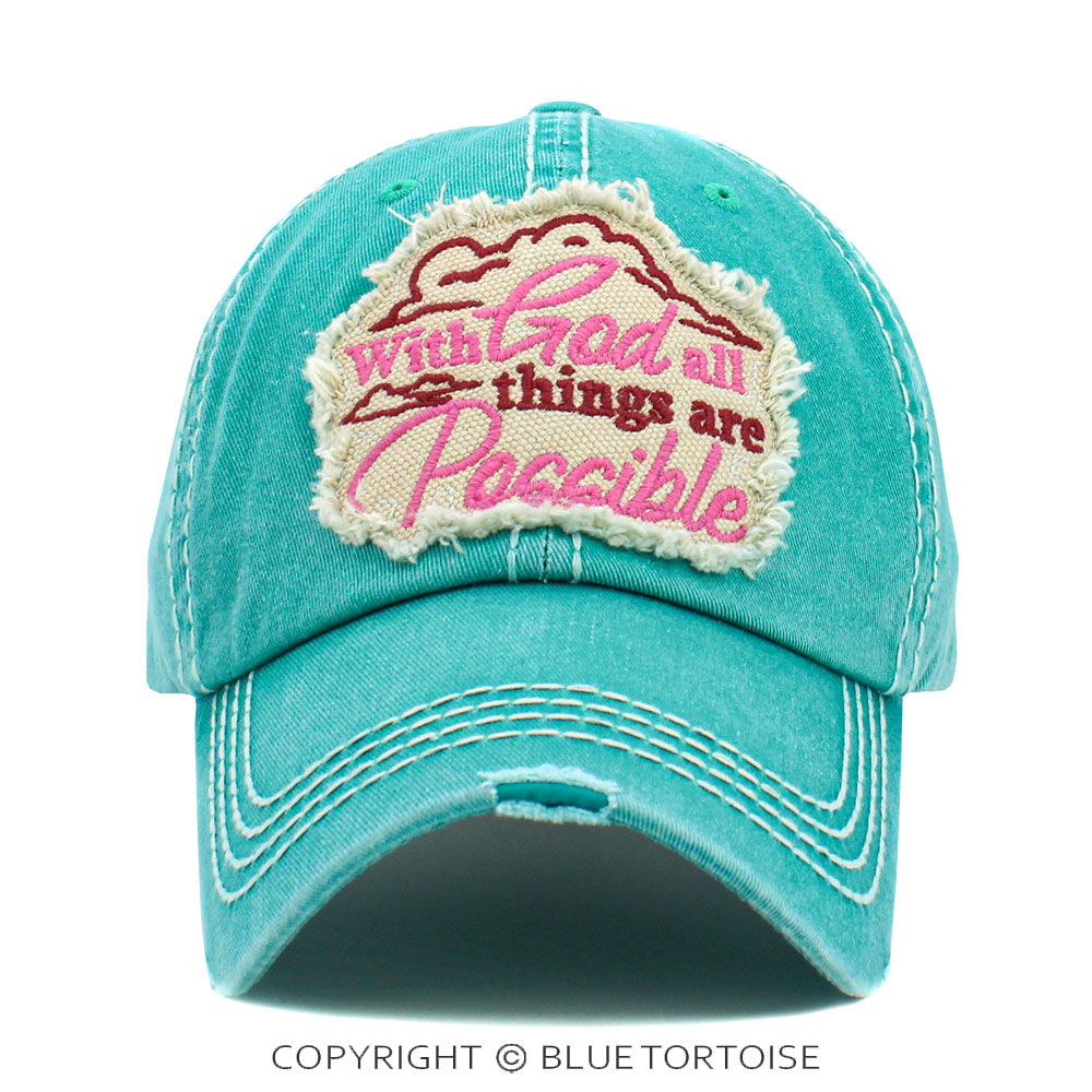 "With God, All Things Are Possible" Washed Vintage Ballcap