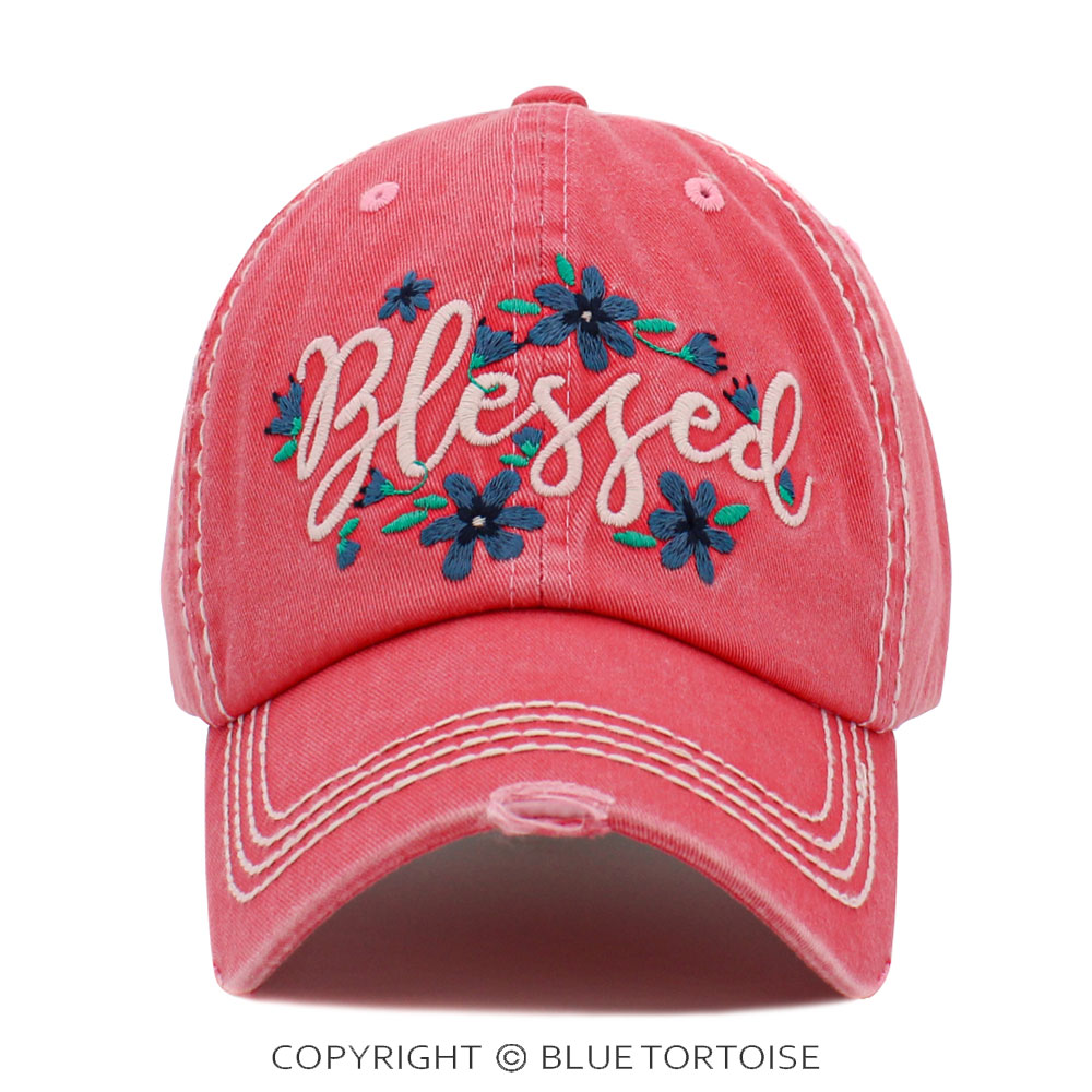 "Blessed" Floral Washed Vintage Ballcap