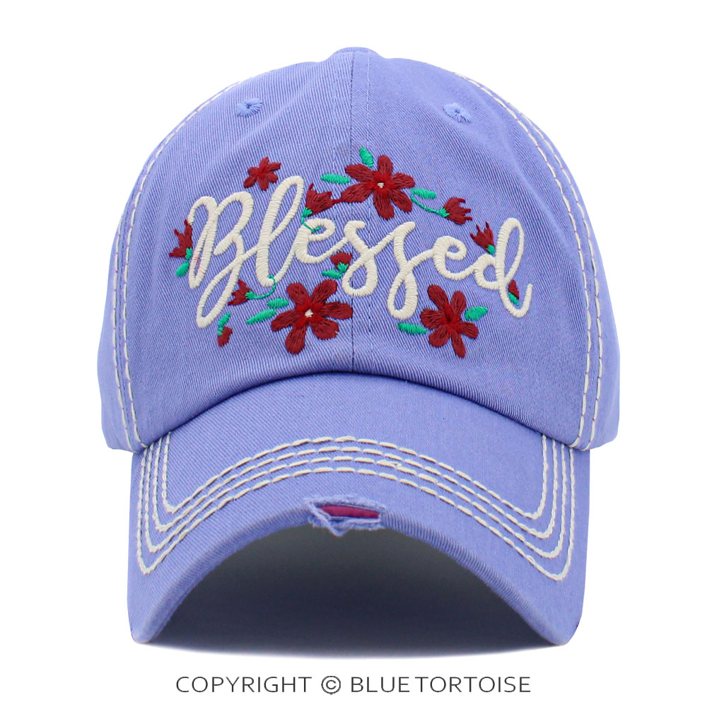 "Blessed" Floral Washed Vintage Ballcap