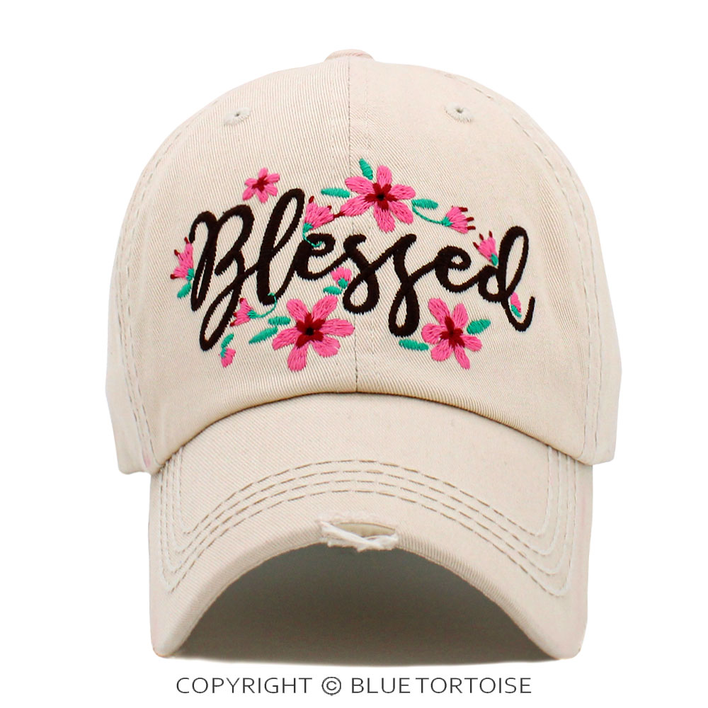 "Blessed" Floral Washed Vintage Ballcap