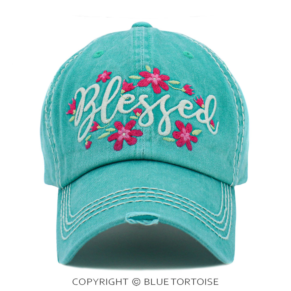 "Blessed" Floral Washed Vintage Ballcap