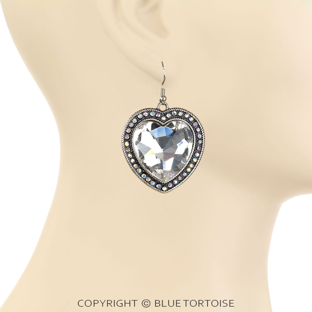 Western Heart Stone Dangle Earrings - Image 2