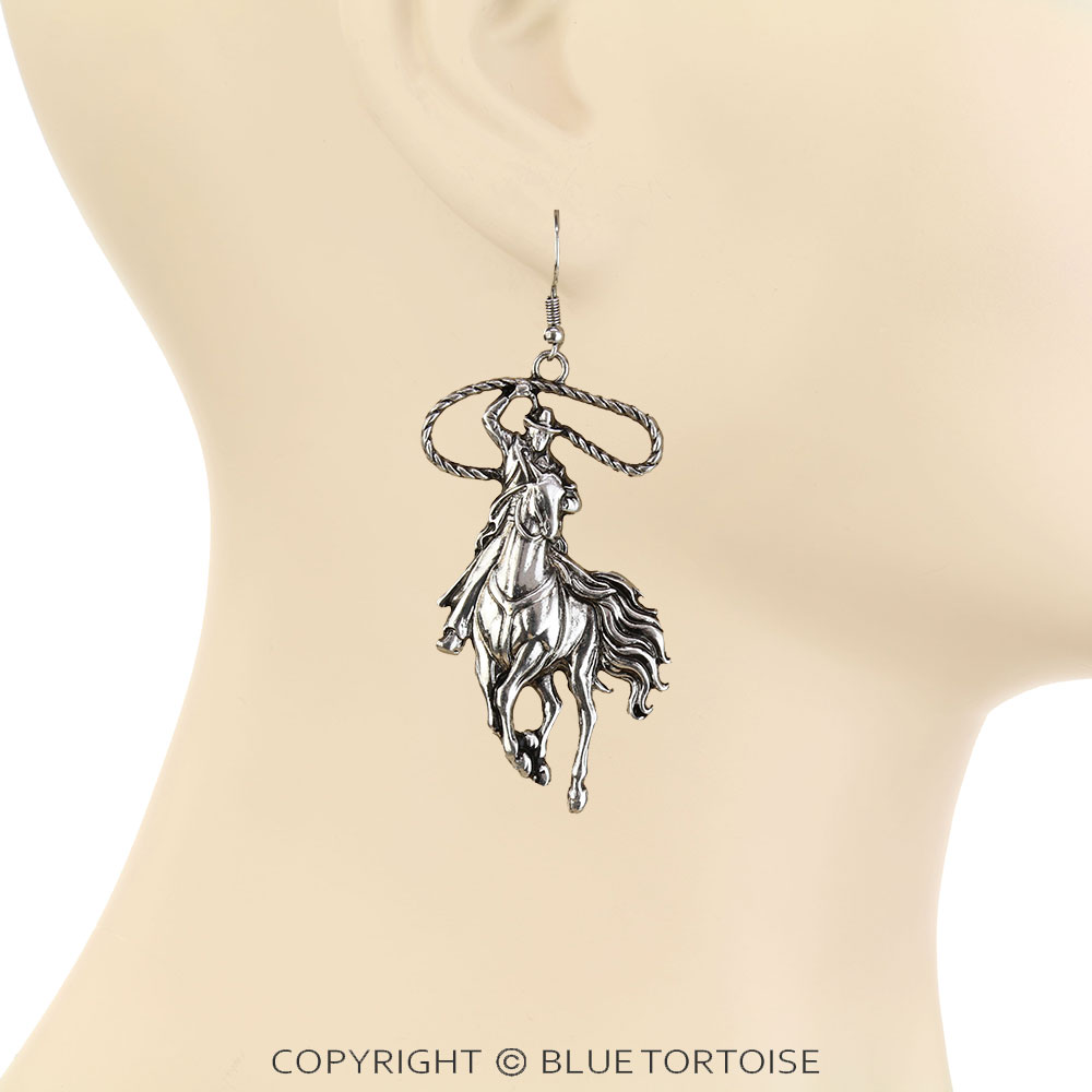 Western Rodeo Cowboy Dangle Earrings - Image 2