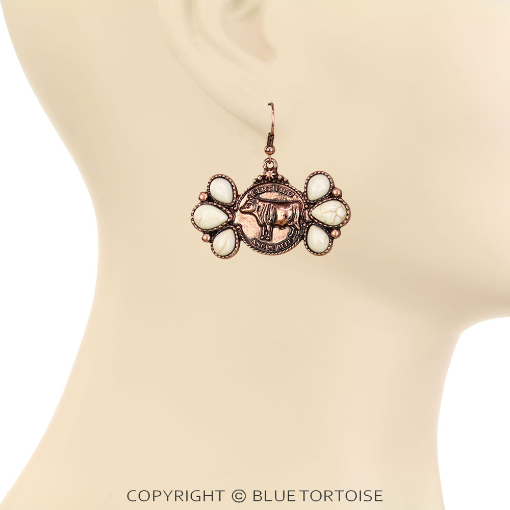 Western Certified Angus Beef Stone Dangle Earrings - Image 2