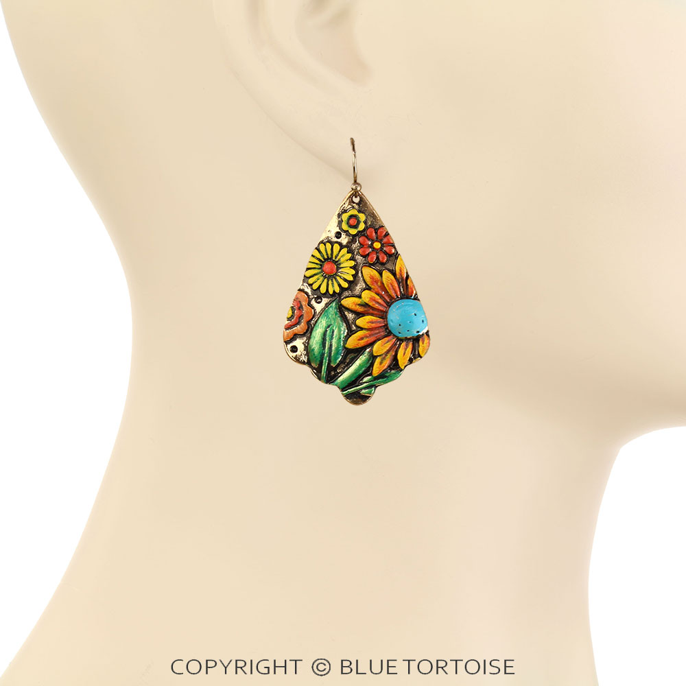 Western Sunflower Dangle Earrings - Image 2