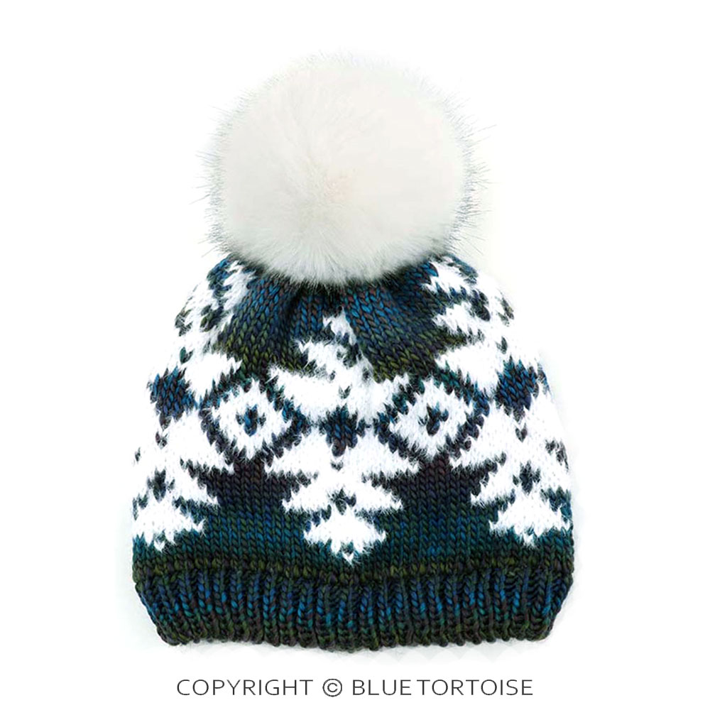 C.C Multi Yarn Aztec Beanie Hat with Faux Fur