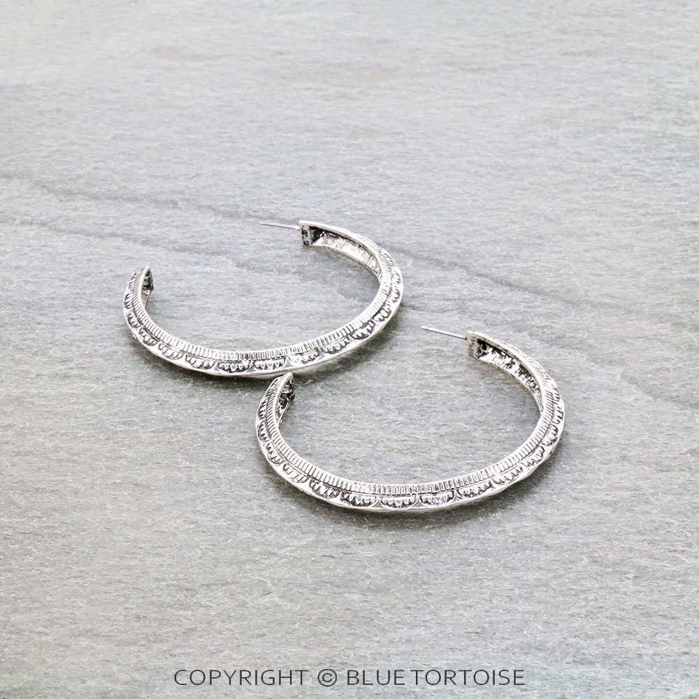 Western Texture Hoop Earrings