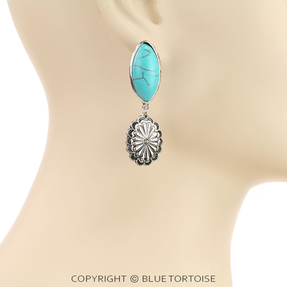 Western Concho with Semi Stone Stud Earrings - Image 2