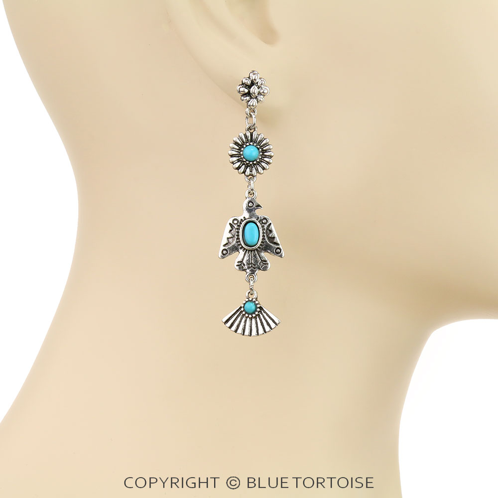 Western Multi Charm Drop Stud Earrings - Image 2