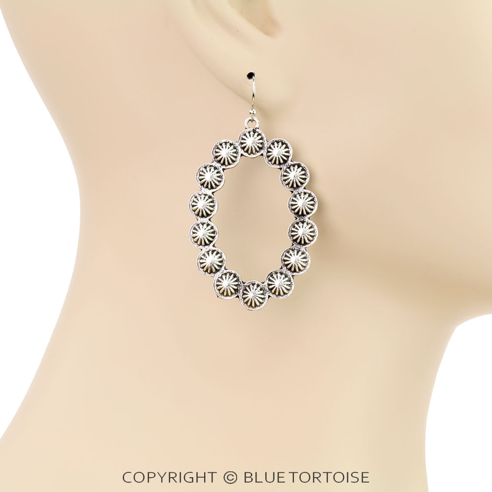 2" Long, Concho Fish Hook Earrings - Image 2