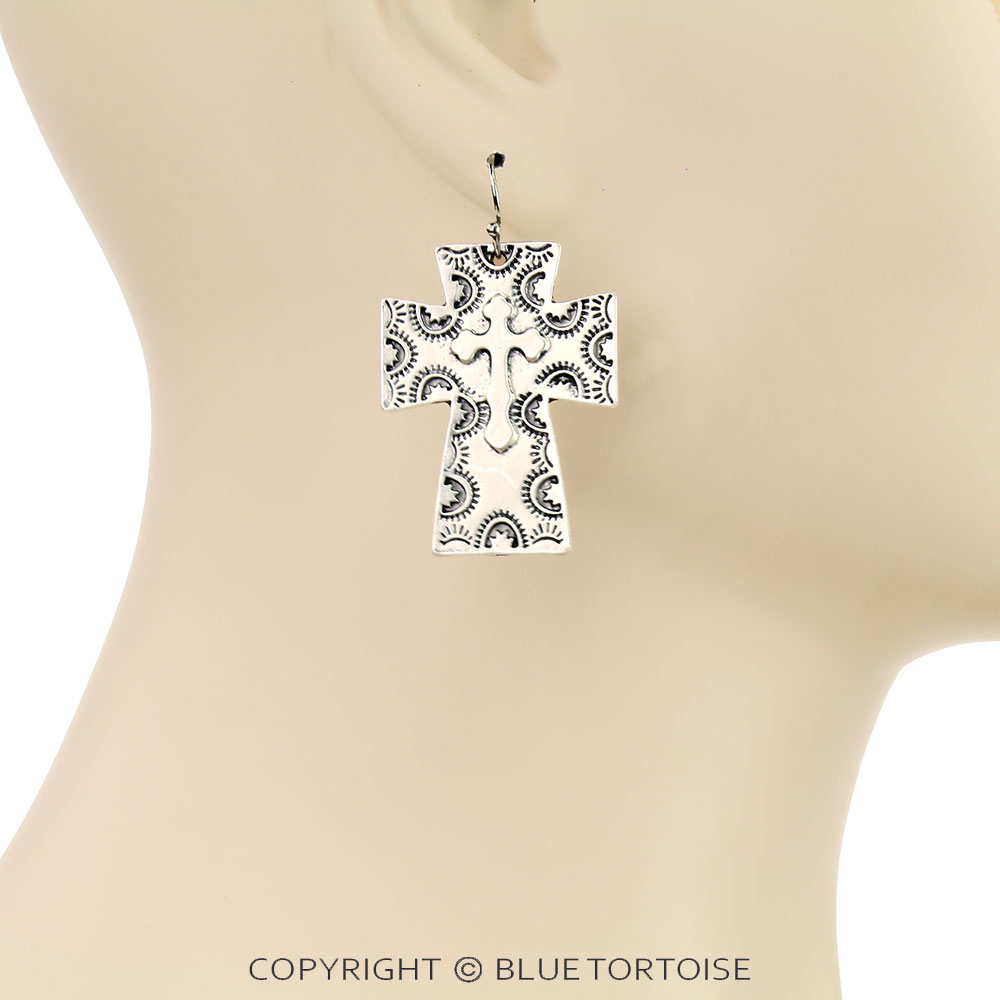 1.5" Long, Cross Earrings - Image 2