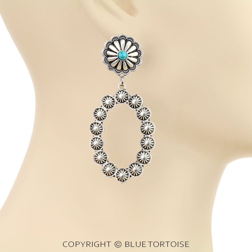 2.75" Long, Concho Post Earrings - Image 2