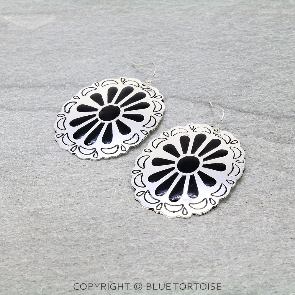 Western Concho Epoxy Dangle Earrings