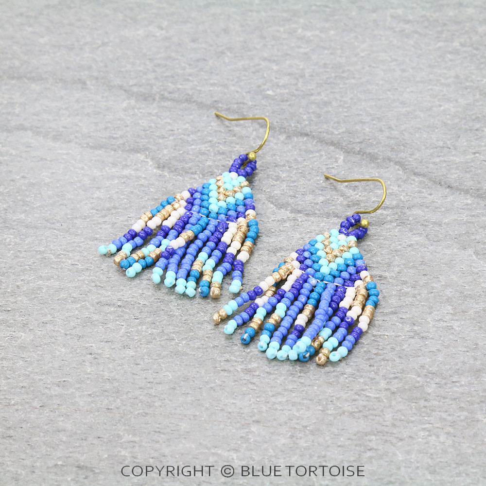 1.5" Seed Bead Fringe Dangle Earrings