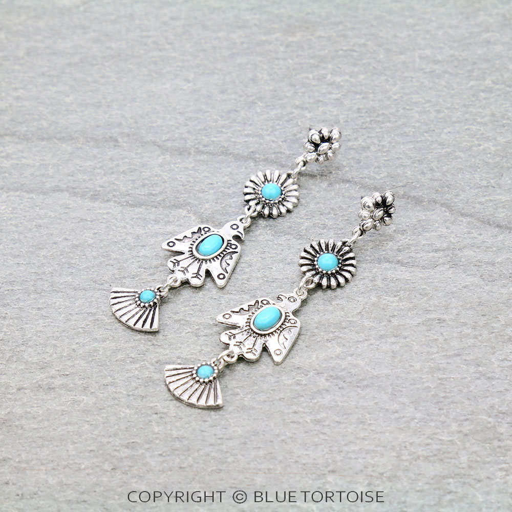 Western Multi Charm Drop Stud Earrings