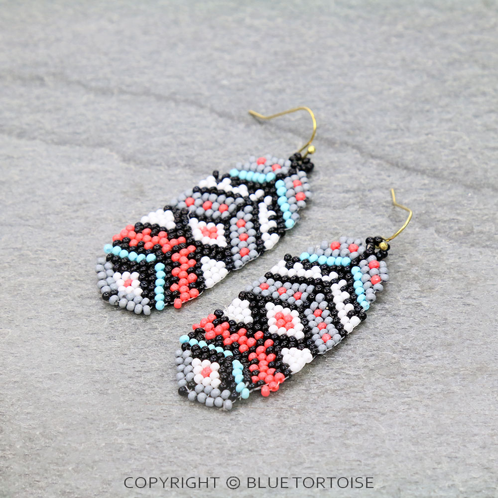2" Aztec Seed Bead Dangle Earrings