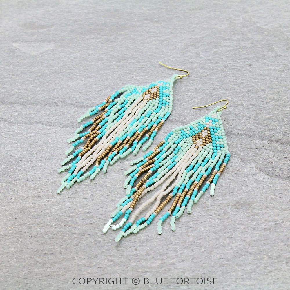 4" Western Seed Bead Fringe Dangle Earrings