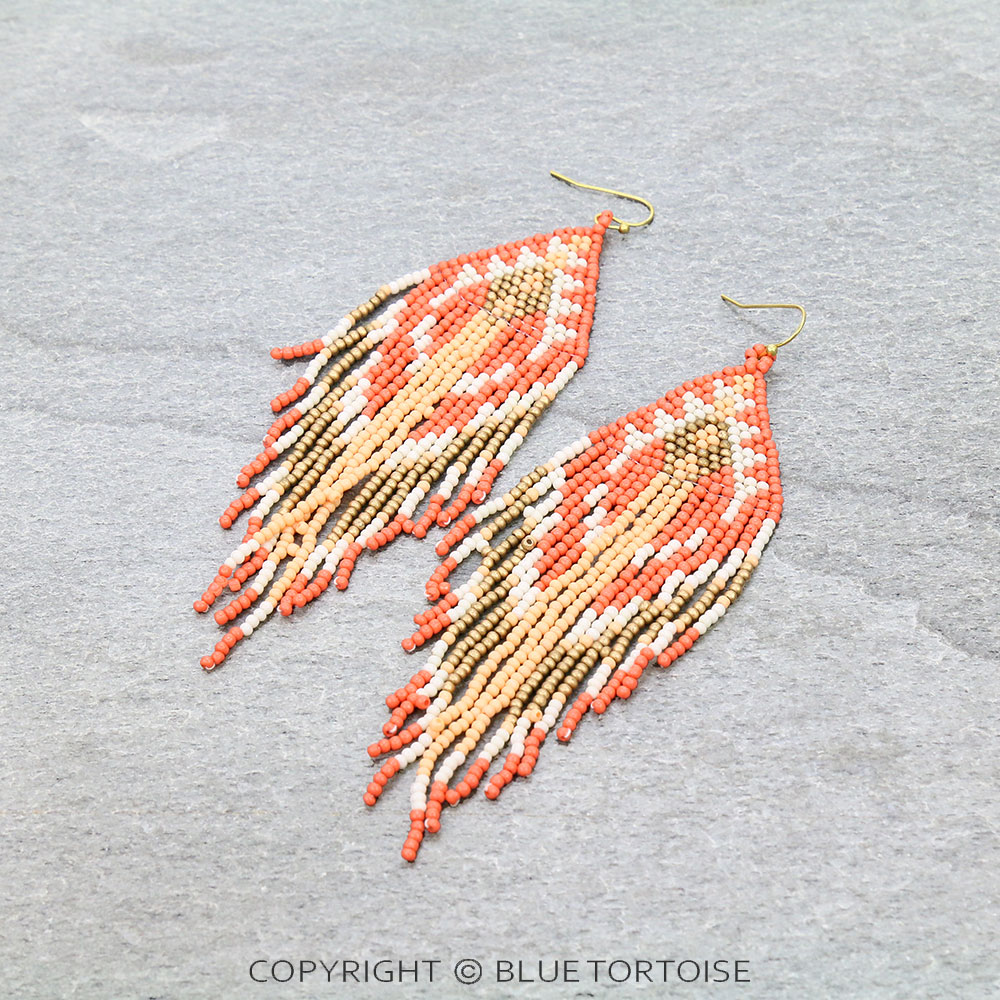 4" Western Seed Bead Fringe Dangle Earrings