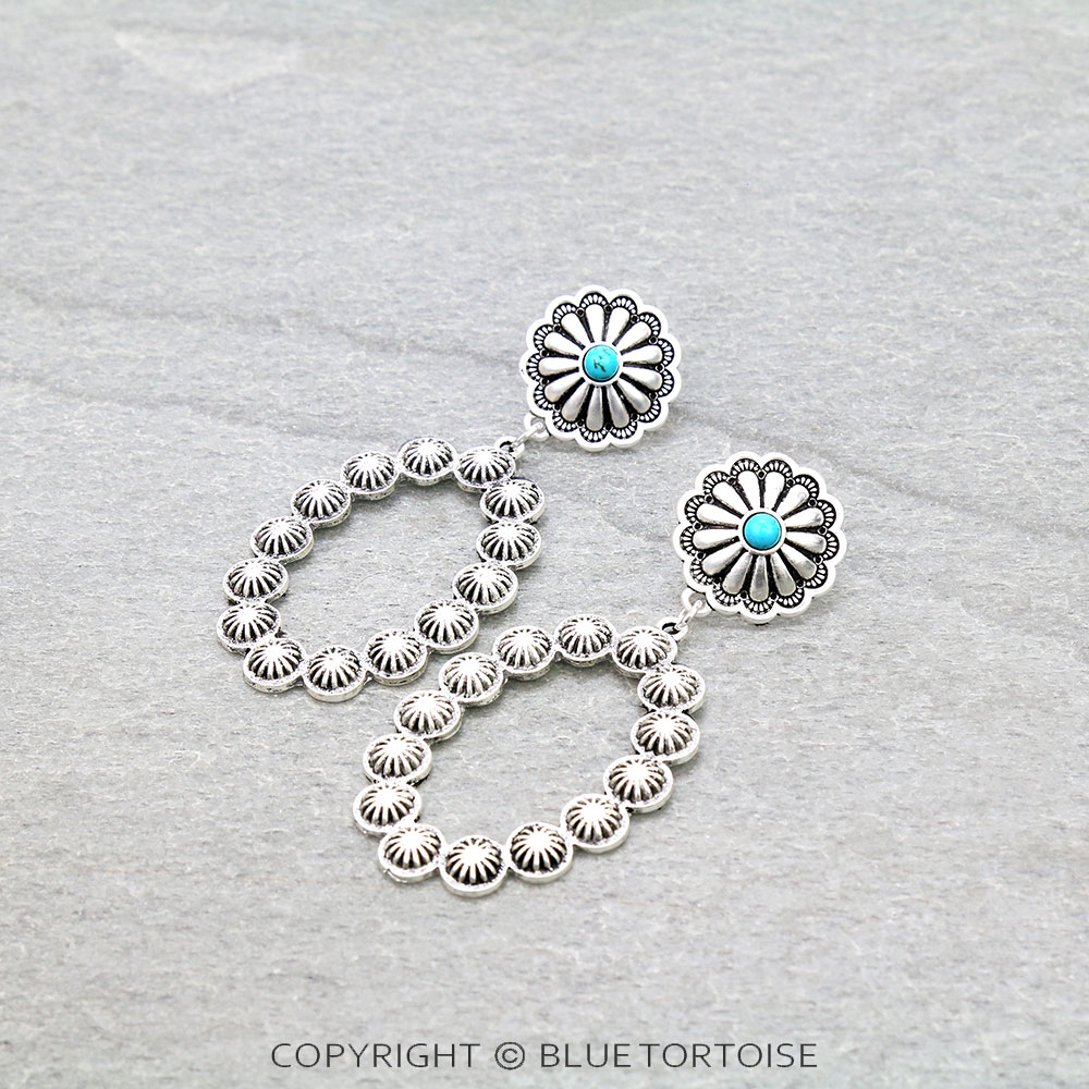 2.75" Long, Concho Post Earrings