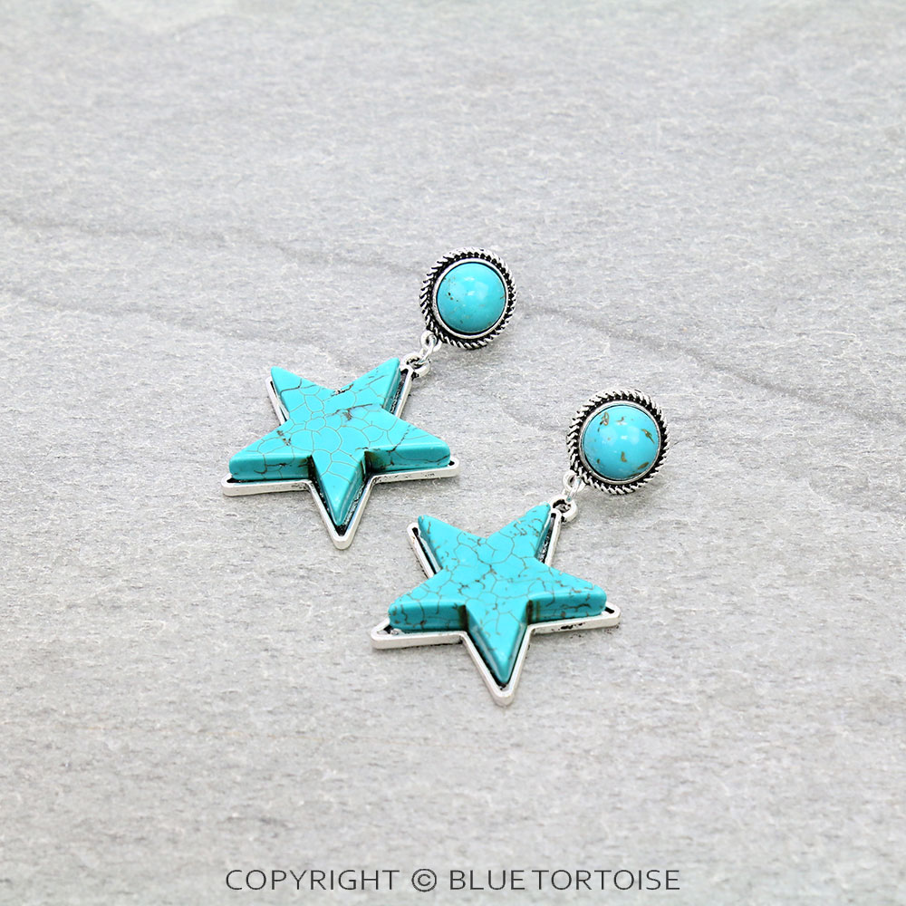 2" Long, Lone Star Natural Stone Post Earrings