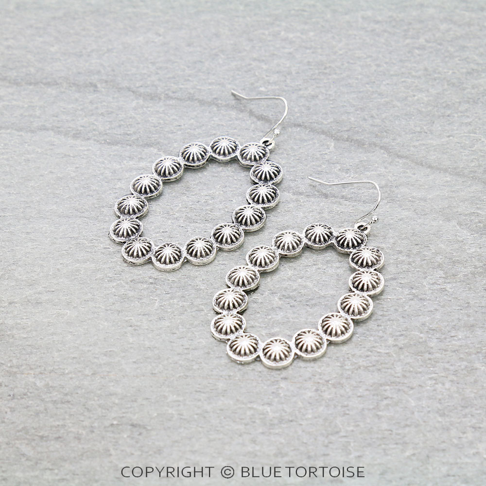 2" Long, Concho Fish Hook Earrings