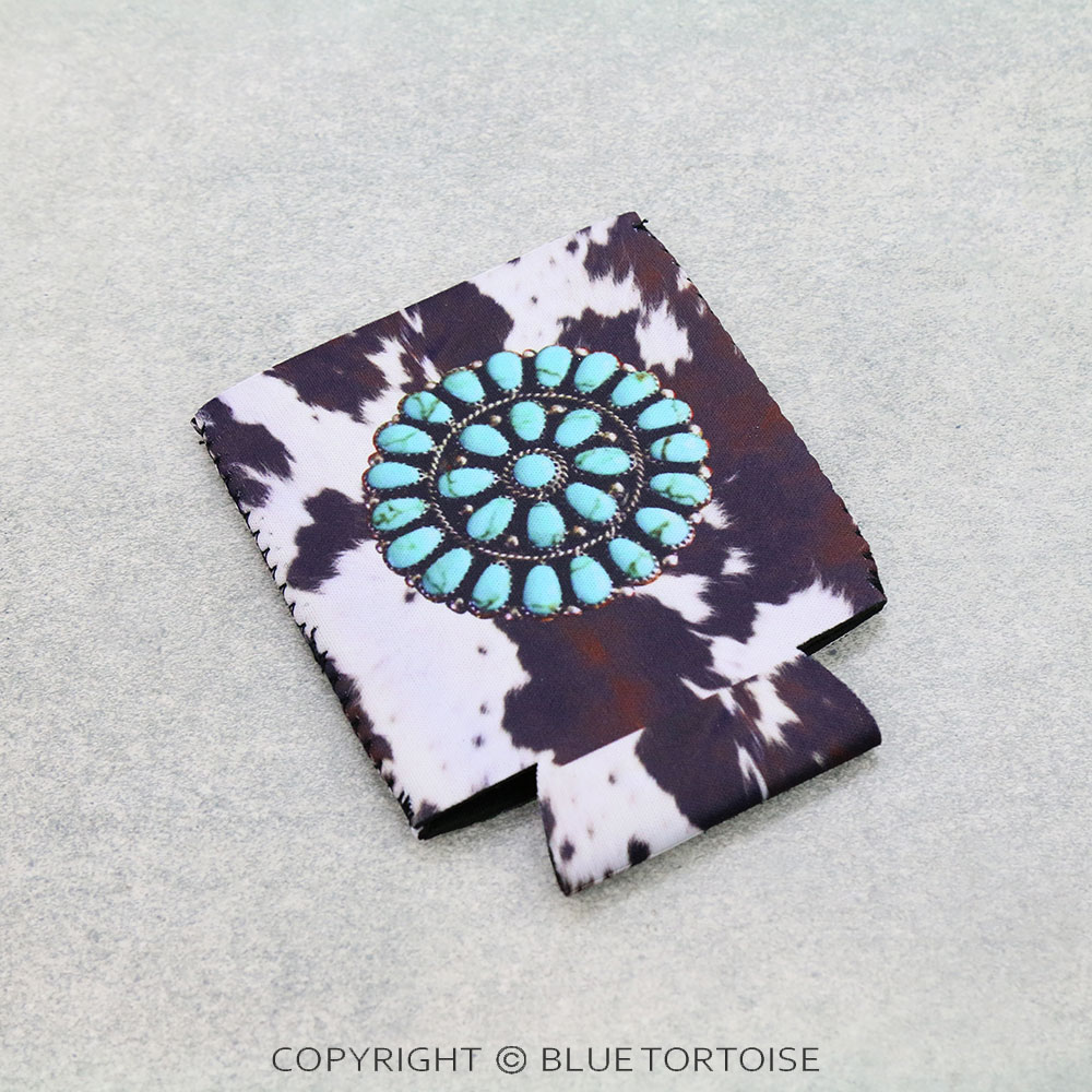 Concho On Cowhide Drink Sleeve/Cooler