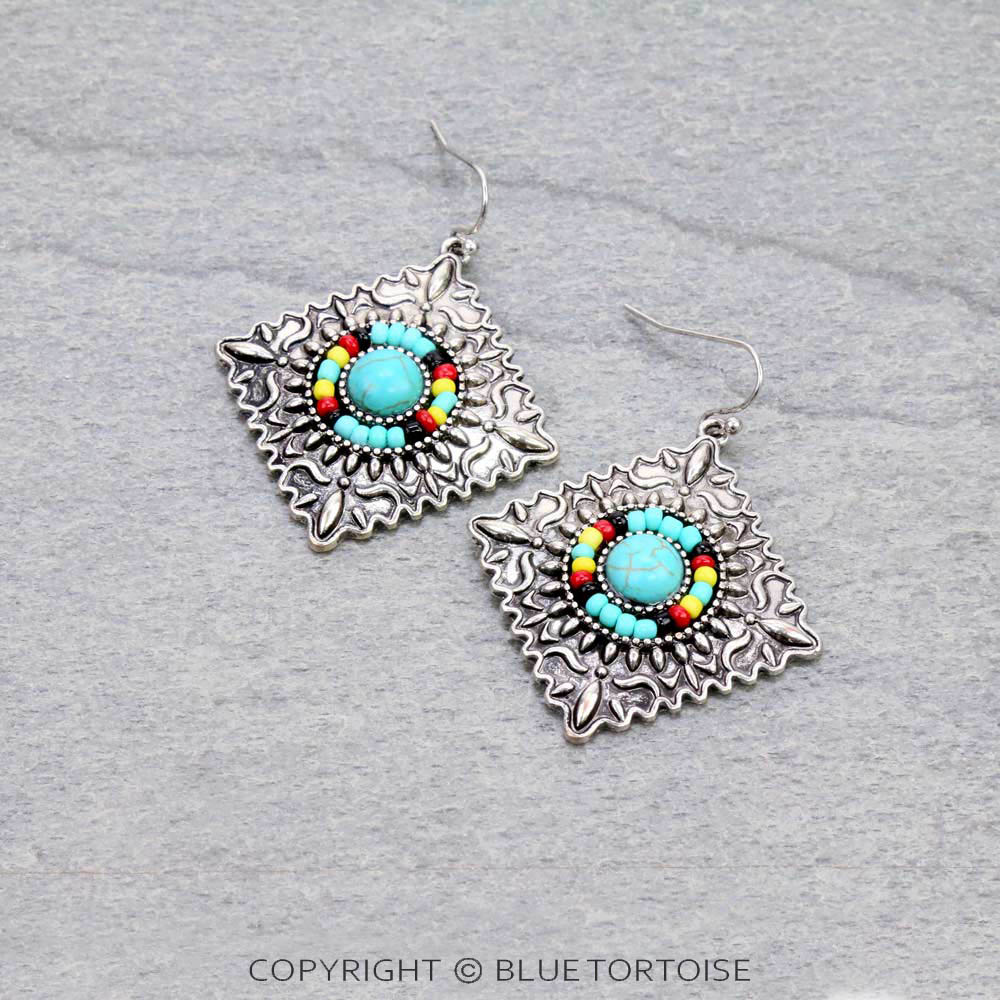 Western Design Stone Dangle Earrings