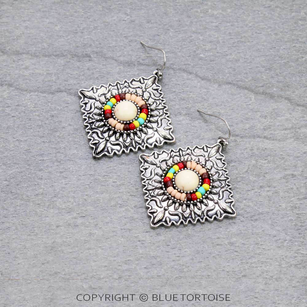 Western Design Stone Dangle Earrings