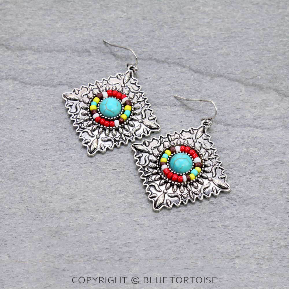 Western Design Stone Dangle Earrings