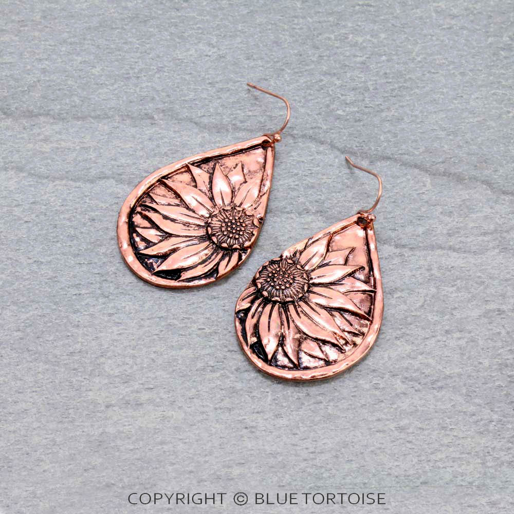 Sunflower Teardrop Dangle Earrings