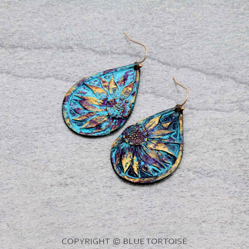 Sunflower Teardrop Dangle Earrings