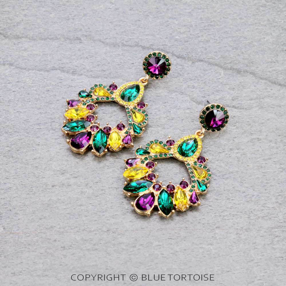 Mardi Gras Style Stud Earrings