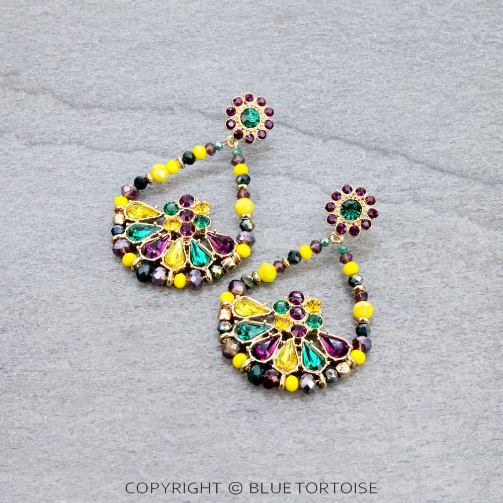 Mardi Gras Style Stud Earrings